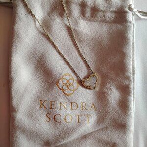 Kendra Scott Ari Heart Necklace Iridescent Drusy Gold